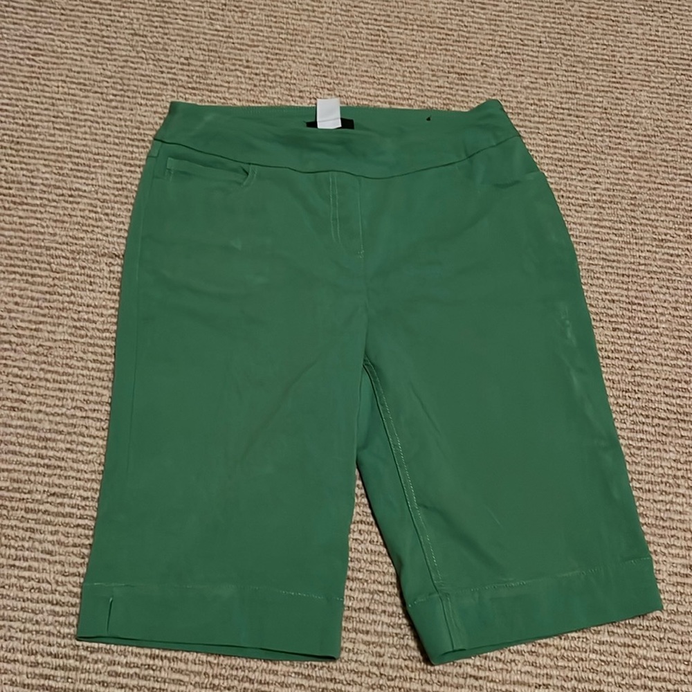 Green shorts with stretchy waistband